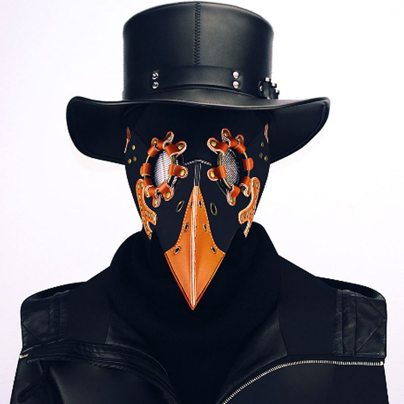 Steampunk Plague Doctor Fuglemaske Lang Nese Nebb Pu Skinnmaske For Cosplay Halloween Julekostyme Rekvisitter