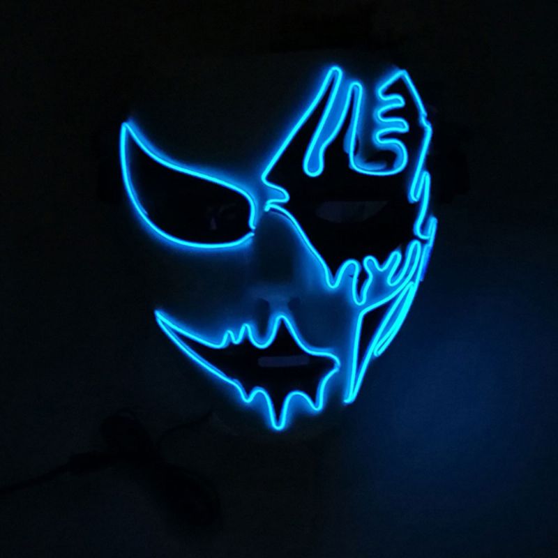 Strålende El-maske For Carnival Halloween Bursdagsfest Cosplay Håndmalt Led Cold Light Mask-lignende Ansiktsglødende Maske Street Dance Glow Mask