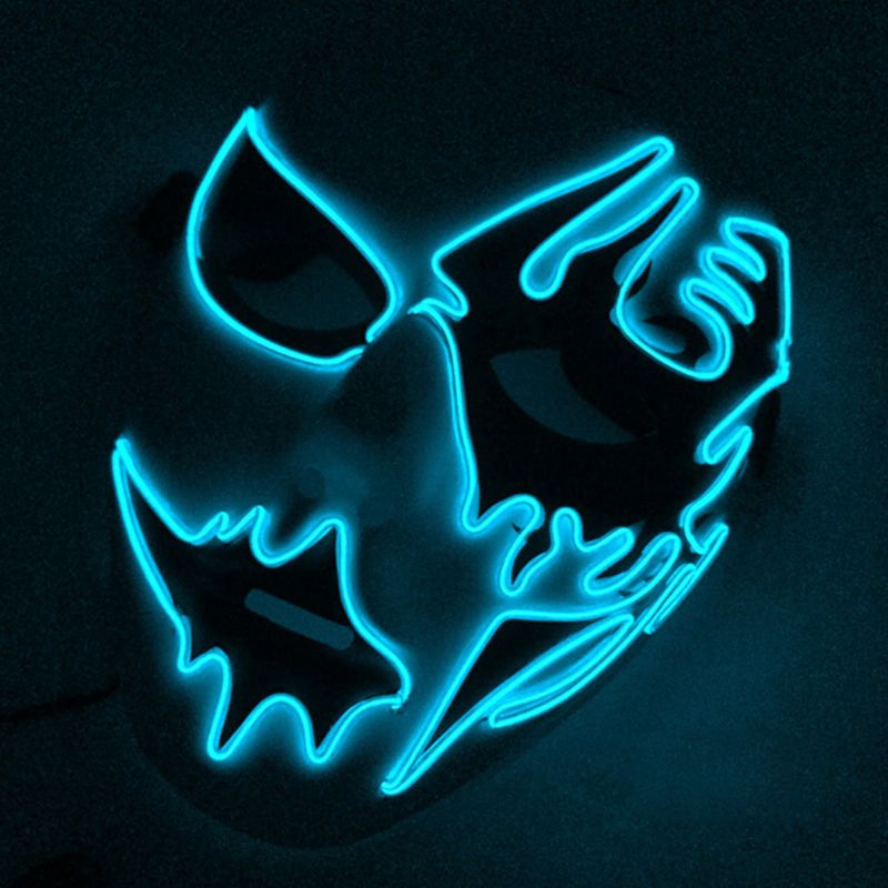 Strålende El-maske For Carnival Halloween Bursdagsfest Cosplay Håndmalt Led Cold Light Mask-lignende Ansiktsglødende Maske Street Dance Glow Mask