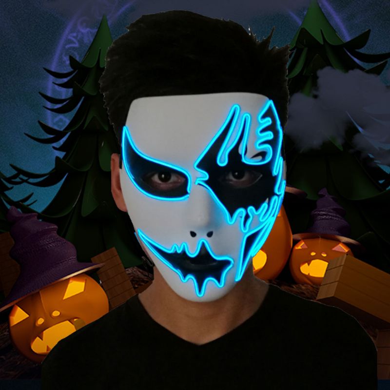 Strålende El-maske For Carnival Halloween Bursdagsfest Cosplay Håndmalt Led Cold Light Mask-lignende Ansiktsglødende Maske Street Dance Glow Mask