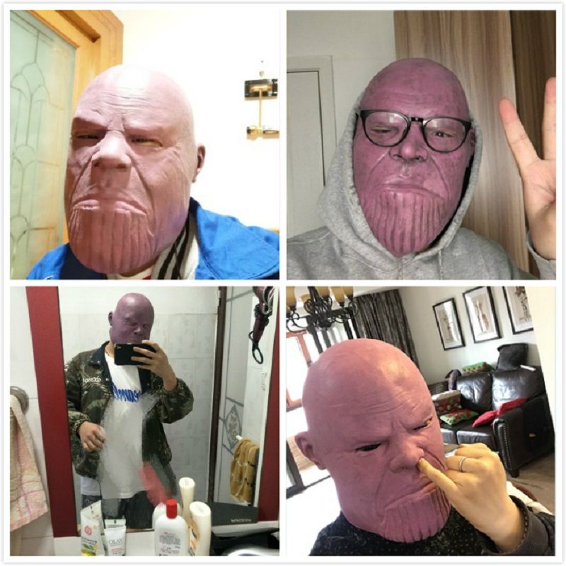 Thanos Latex Mask Stage Performance Hood Superhelt Cosplay Tool