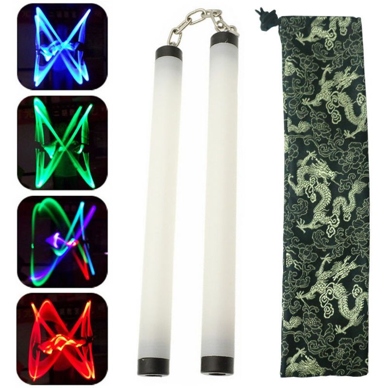 Led-lampe Lys Nunchucks Nunchakus Glødende Stick Øv Performance Kung Fu Dansetilbehør Street Dance Tool