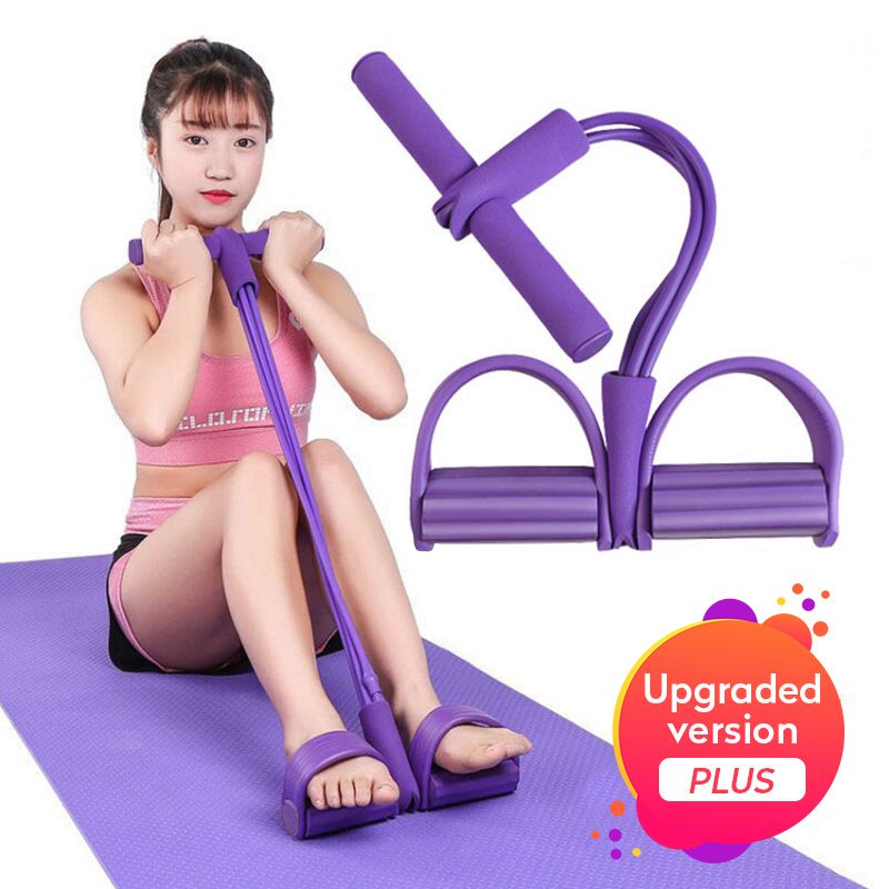 Nylig 4 Tube Fitness Elastisk Sit Up Pull Tau Magetrener Hjemme Gym Sport Treningsutstyr Trekk Tau Pedal Ankel Trekker