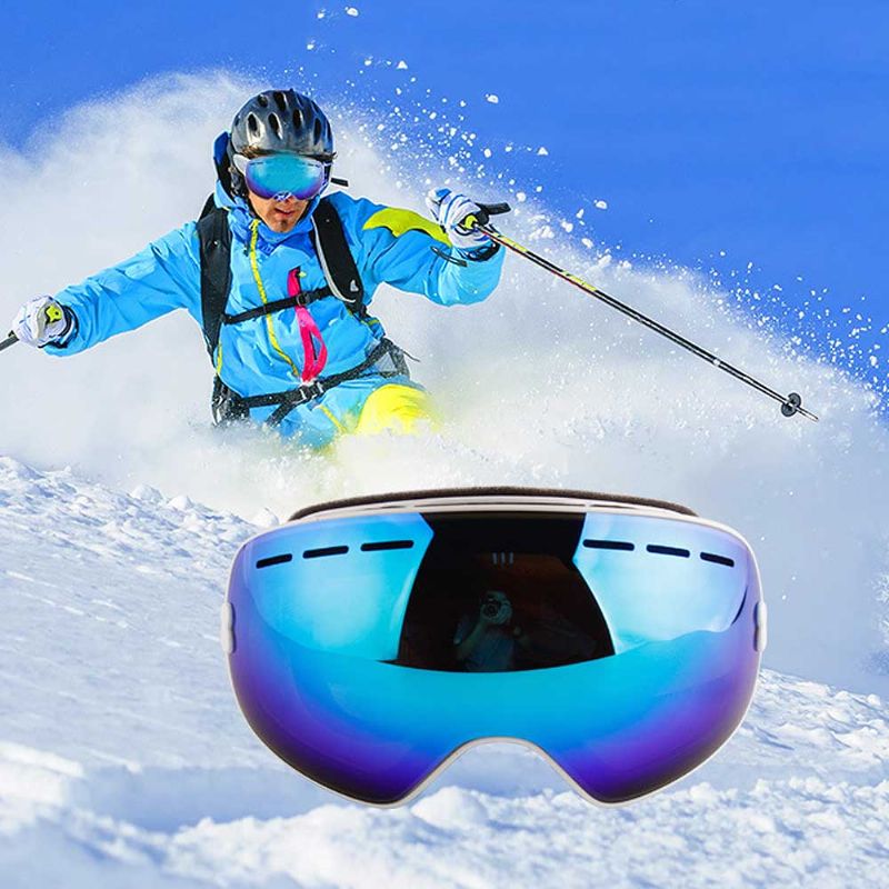 Unisex Anti-dugg Ski Snøsportsbriller Justerbare Utendørs Snøfelt Øyebeskyttelsesbriller Dobbellags