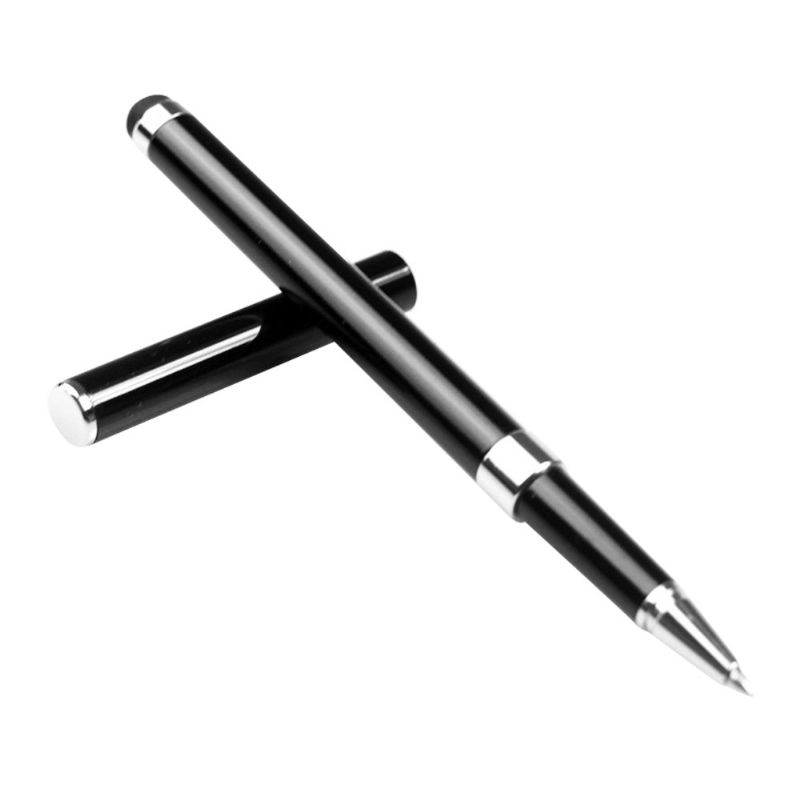 2 I 1 Svart Metall Nøytral Penn Kapasitiv Business Signature Screen Touch Pen Blekk 0.5 mm