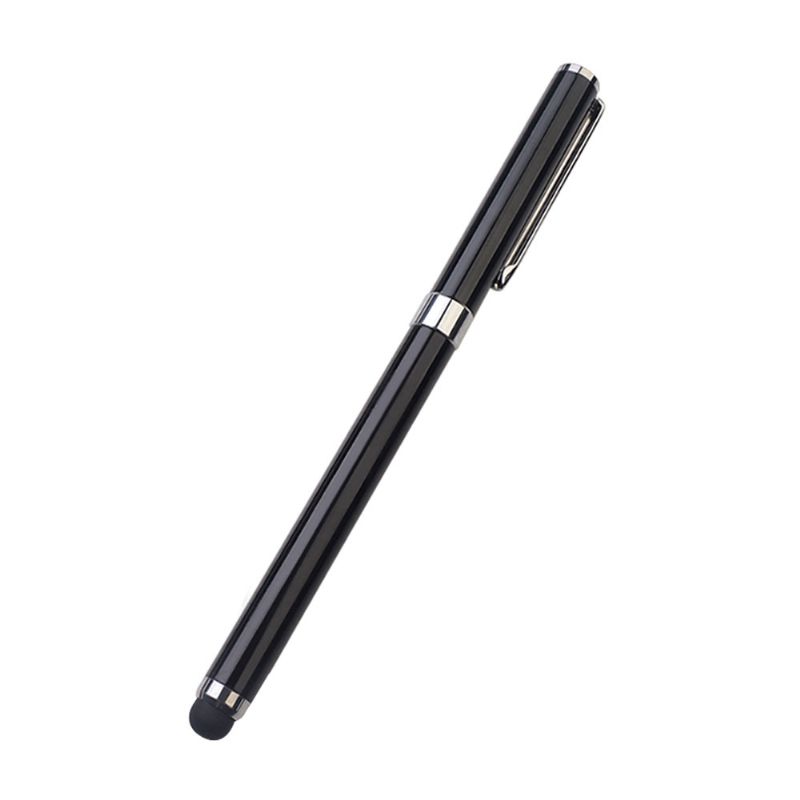 2 I 1 Svart Metall Nøytral Penn Kapasitiv Business Signature Screen Touch Pen Blekk 0.5 mm