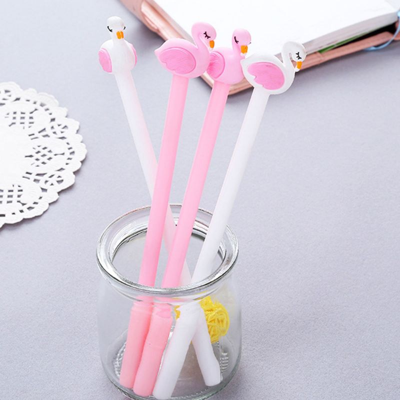 Cute Gel Pen - Creative Pink White Cartoon Swan Gel Pen 0.5 mm