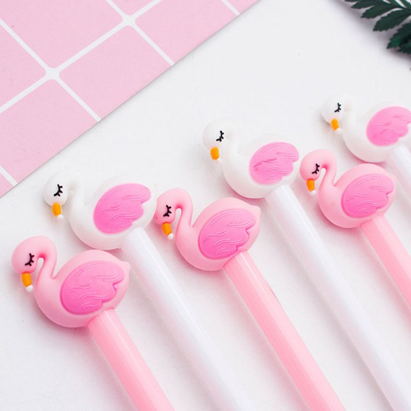 Cute Gel Pen - Creative Pink White Cartoon Swan Gel Pen 0.5 mm