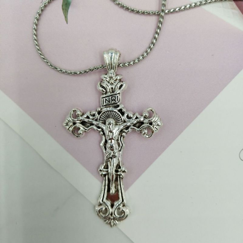 925 Sterling Sølv 3d Christian Jesus Christ Cross Katolske Krusifiks Halskjede