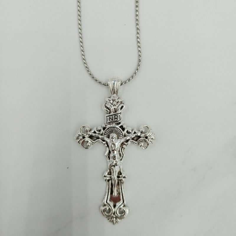 925 Sterling Sølv 3d Christian Jesus Christ Cross Katolske Krusifiks Halskjede