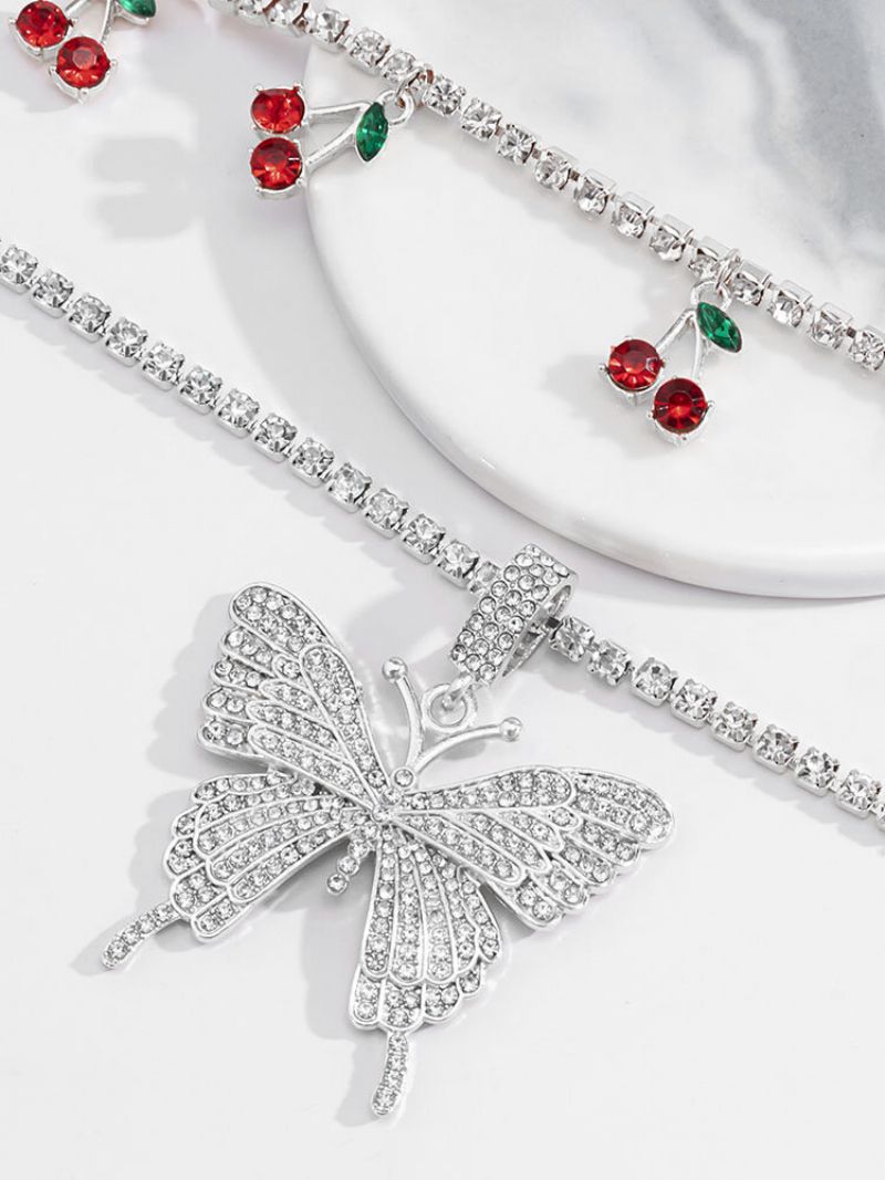 Alloy Wind Claw Chain Cherry Ins Diamond Butterfly Kjede