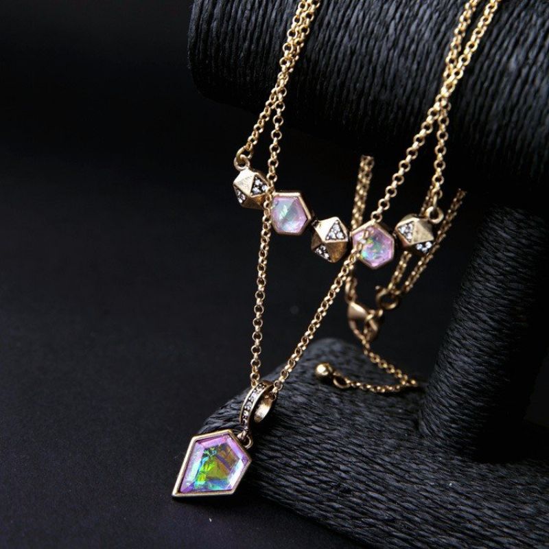 Bohemian Dusk Kjede Retro Geometri Anheng Rhinestone Crystal