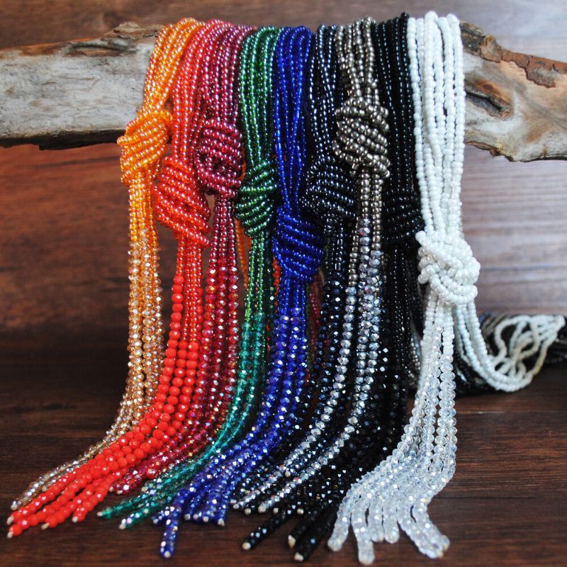 Bohemian Fargerike Beaded Flerlags Kjede Gjennomsiktig Dusk Crystal Genser