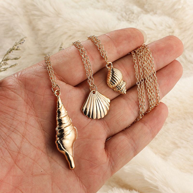 Bohemian Shell Anheng Flerlags Halskjede Conch Chain Vintage Smykker For Kvinner