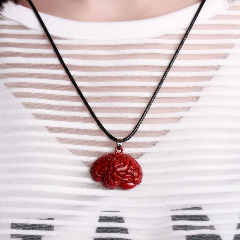 Brain Necklace Alloy Drip Red For Halloween