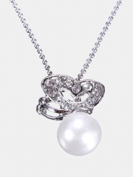 Butterfly Crystal Pearl Anheng Kjede