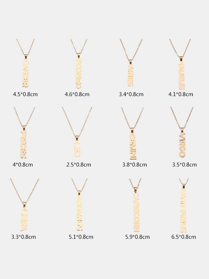 Creative English Version Twelve Constellation Necklace Women Clavicle Chain