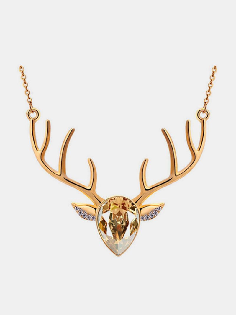 Elegant Deer Crystal Halskjede Sliv Anheng Kort Stil For Kvinner