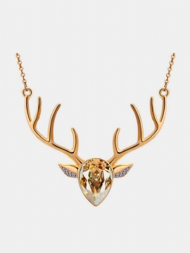 Elegant Deer Crystal Halskjede Sliv Anheng Kort Stil For Kvinner