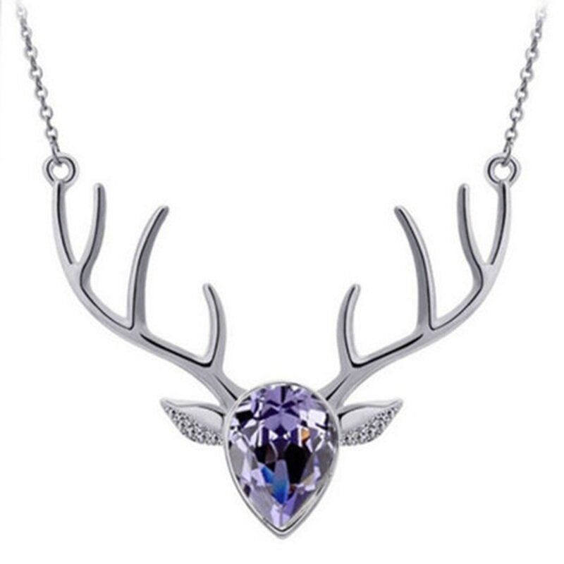 Elegant Deer Crystal Halskjede Sliv Anheng Kort Stil For Kvinner