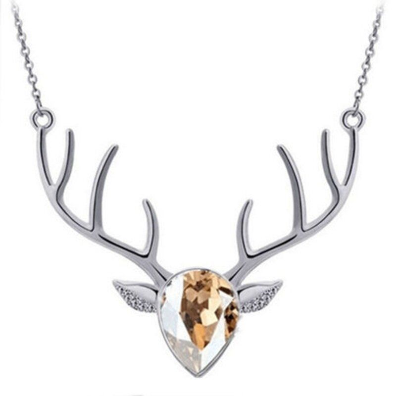 Elegant Deer Crystal Halskjede Sliv Anheng Kort Stil For Kvinner