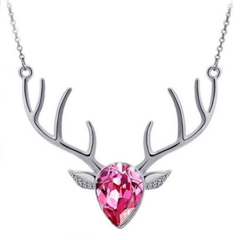 Elegant Deer Crystal Halskjede Sliv Anheng Kort Stil For Kvinner