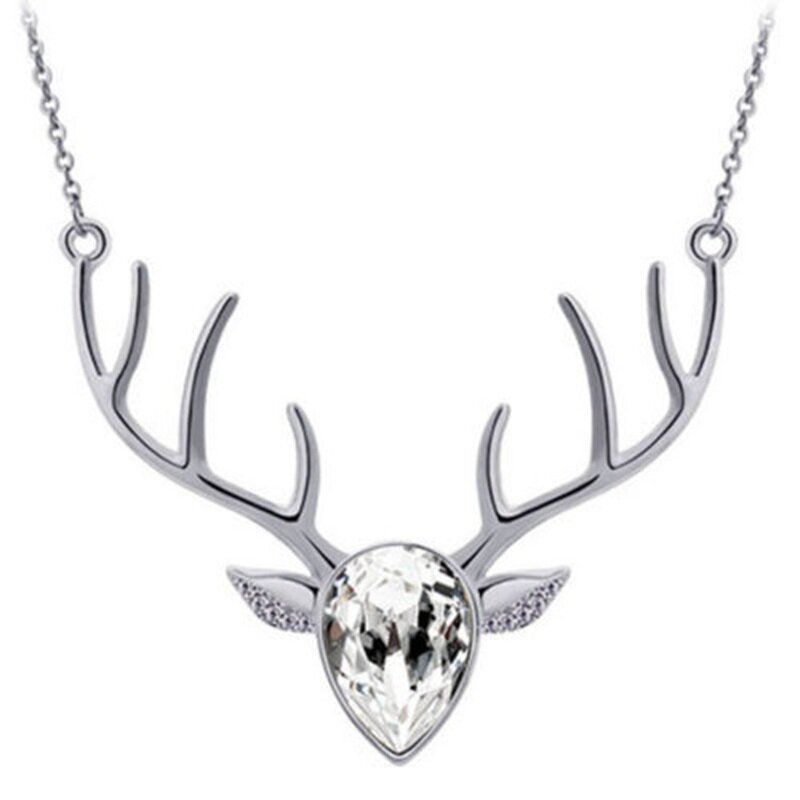 Elegant Deer Crystal Halskjede Sliv Anheng Kort Stil For Kvinner