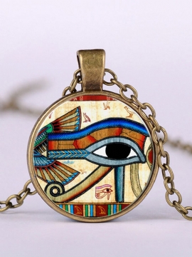 Eye Of Horus Gem Pendant Halskjede Justerbar Metallkjede Rund Glass Dame Smykker Gaver