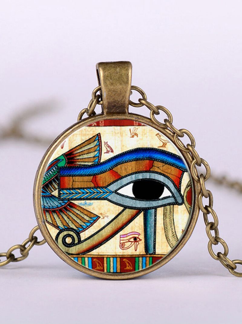 Eye Of Horus Gem Pendant Halskjede Justerbar Metallkjede Rund Glass Dame Smykker Gaver