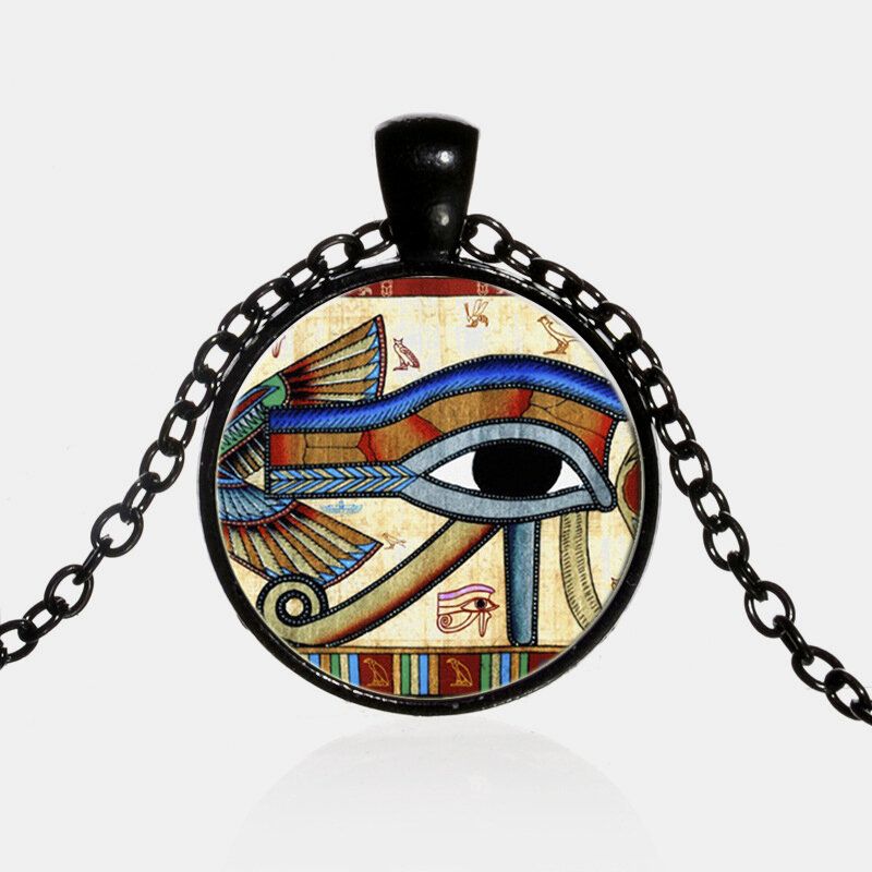 Eye Of Horus Gem Pendant Halskjede Justerbar Metallkjede Rund Glass Dame Smykker Gaver