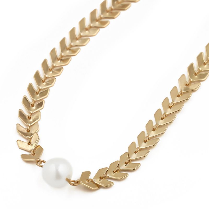 Fishbone Choker Halskjede Perleanheng Kjede Casual For Kvinner Og Jenter