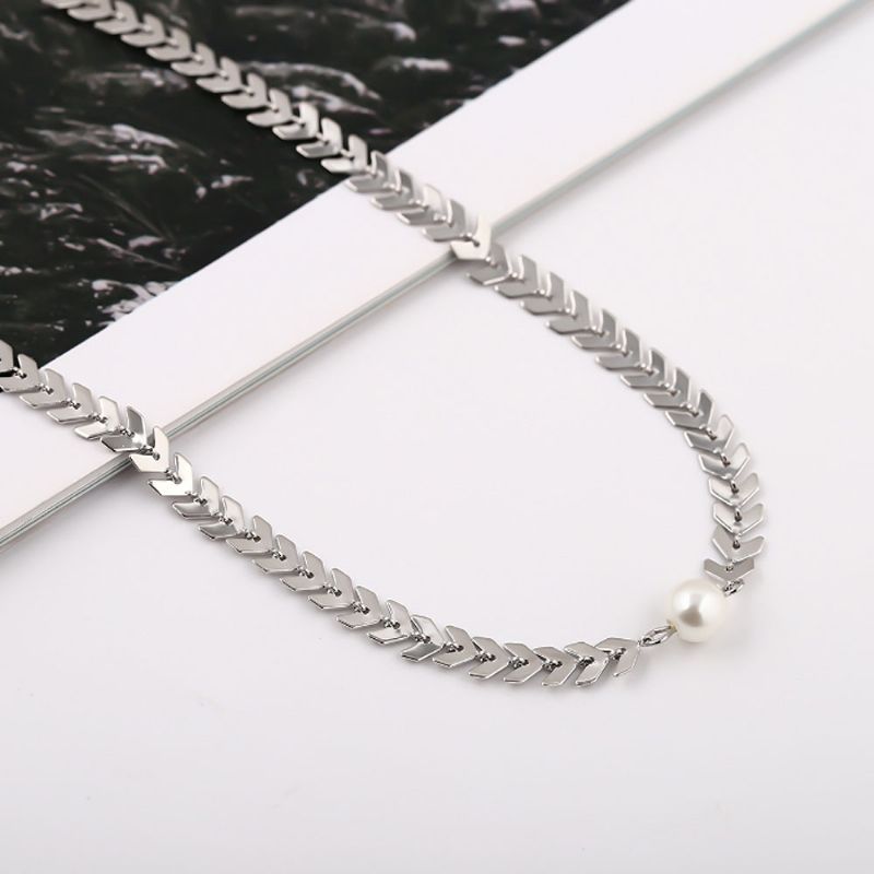 Fishbone Choker Halskjede Perleanheng Kjede Casual For Kvinner Og Jenter