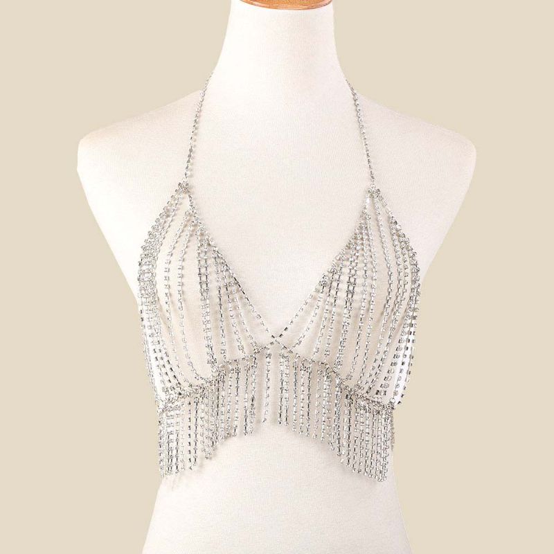 Halskjede For Kvinner Fasjonable Overdrevet Strandstil Dusker Diamond Flerlags Body Chest Chain