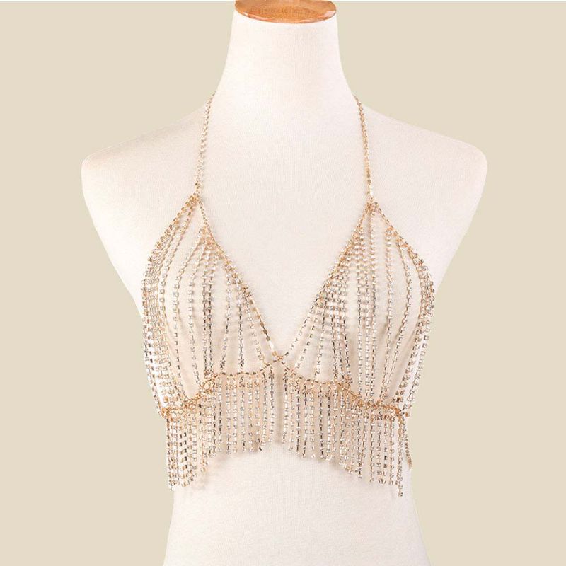 Halskjede For Kvinner Fasjonable Overdrevet Strandstil Dusker Diamond Flerlags Body Chest Chain