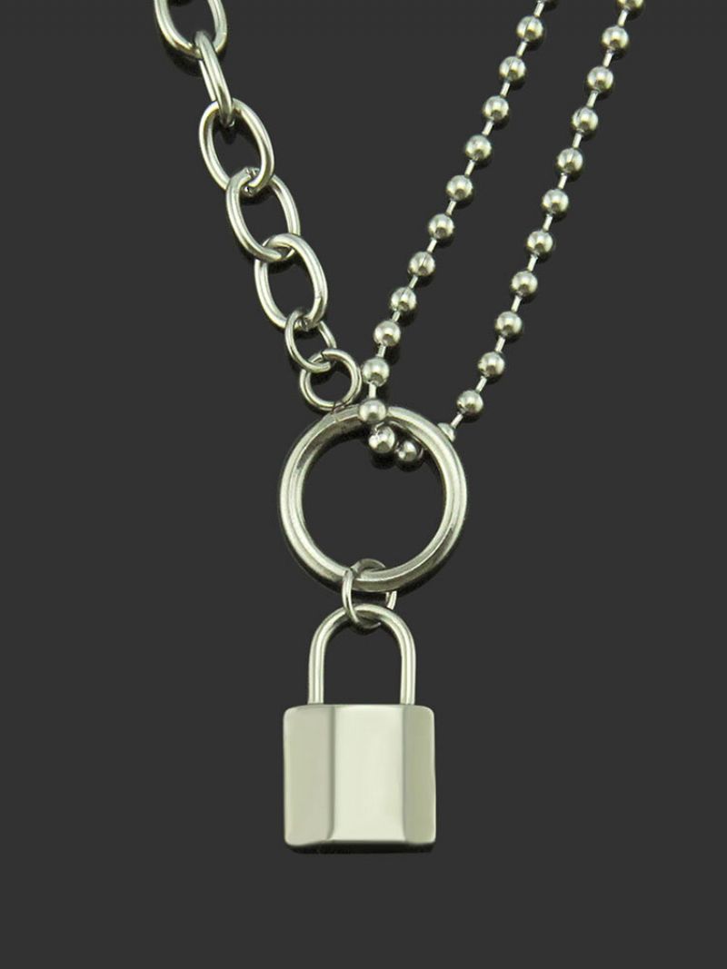 Hip Hop Titanium Steel Cross Chain Lock Pendant Rock Trend Halskjede