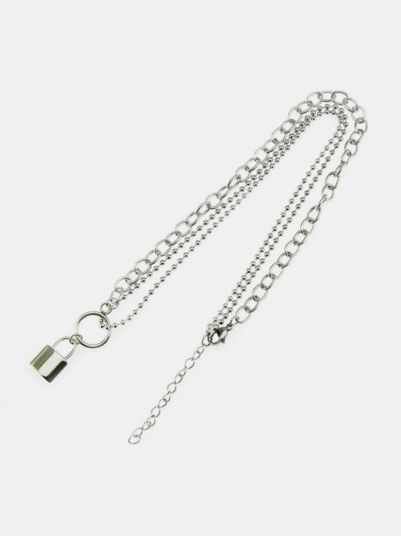 Hip Hop Titanium Steel Cross Chain Lock Pendant Rock Trend Halskjede