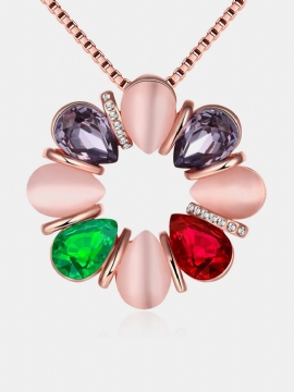 Luksus Kvinner Halskjede Bukett Rhinestone Opal Glass Crystal