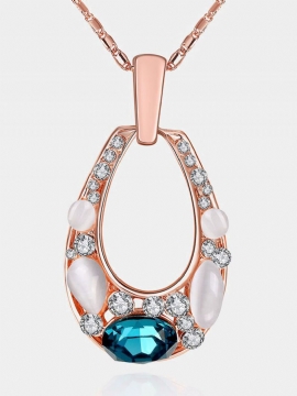 Luksus Kvinner Halskjede Oval Hul Opal Glass Krystall Rhinestone