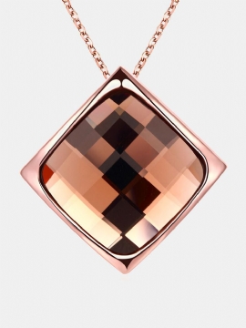 Luksus Kvinner Halskjede Rhombus Rose Gold Glass Crystal