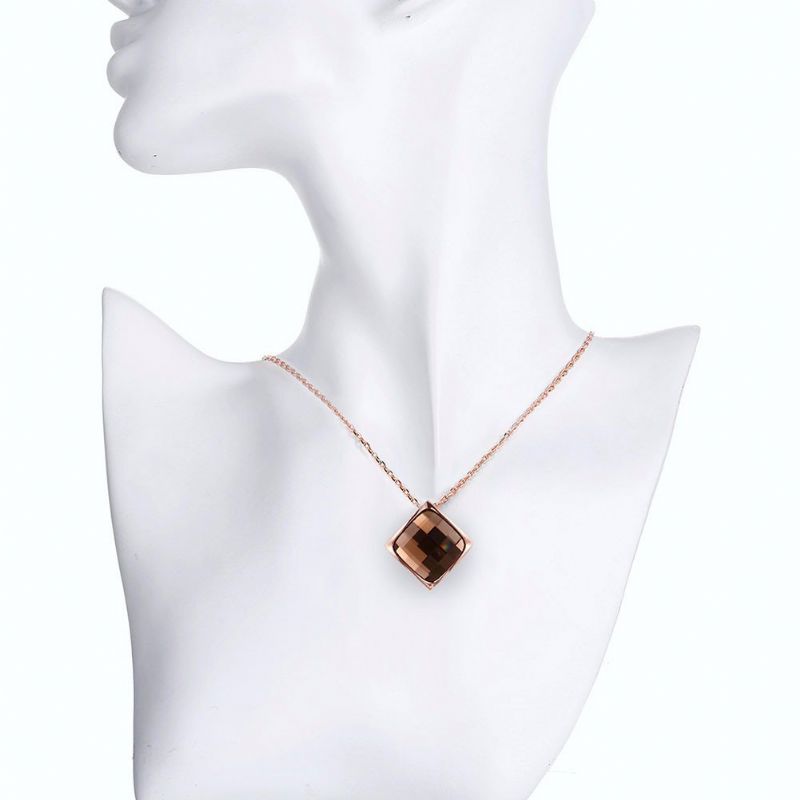 Luksus Kvinner Halskjede Rhombus Rose Gold Glass Crystal