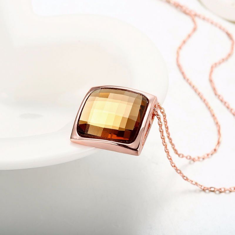 Luksus Kvinner Halskjede Rhombus Rose Gold Glass Crystal