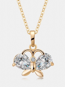 Mote Anheng Halskjede Gull Butterfly Zircon Chain Charm Elegante Smykker For Kvinner