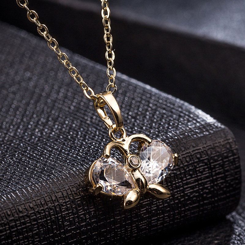 Mote Anheng Halskjede Gull Butterfly Zircon Chain Charm Elegante Smykker For Kvinner