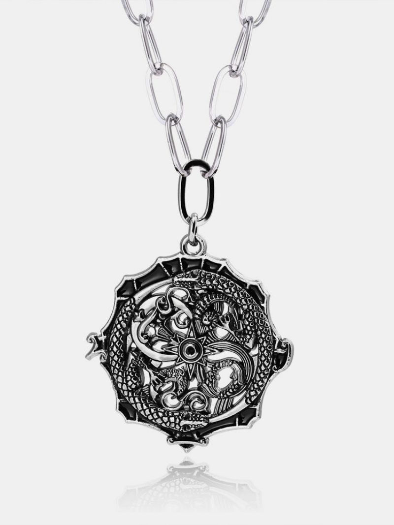 Mote Unisex Anheng Halskjede Uregelmessig Dragon Totem Wax Rope Chain Charm For Kvinner Menn