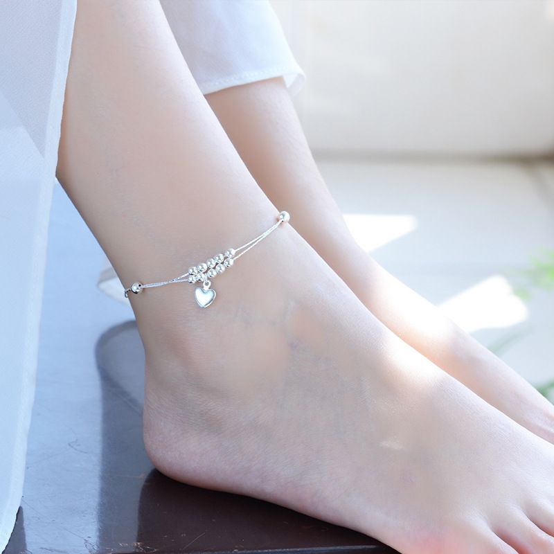 Peach Blossom Love Mini Hjerte Anklet Sølv Armbånd Jenter Smykker