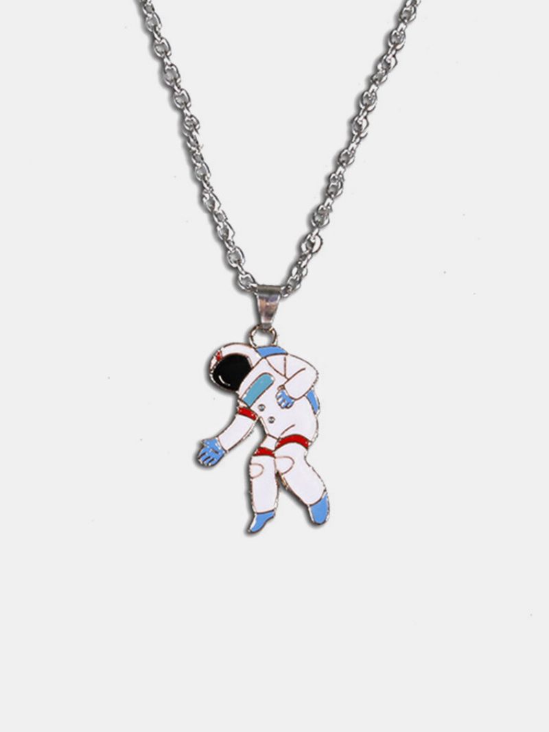 Personlighet Titanium Stål Menn Halskjede Søt Astronaut Space Rocket Pendant Dame Kragebenskjede