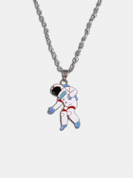 Personlighet Titanium Stål Menn Halskjede Søt Astronaut Space Rocket Pendant Dame Kragebenskjede