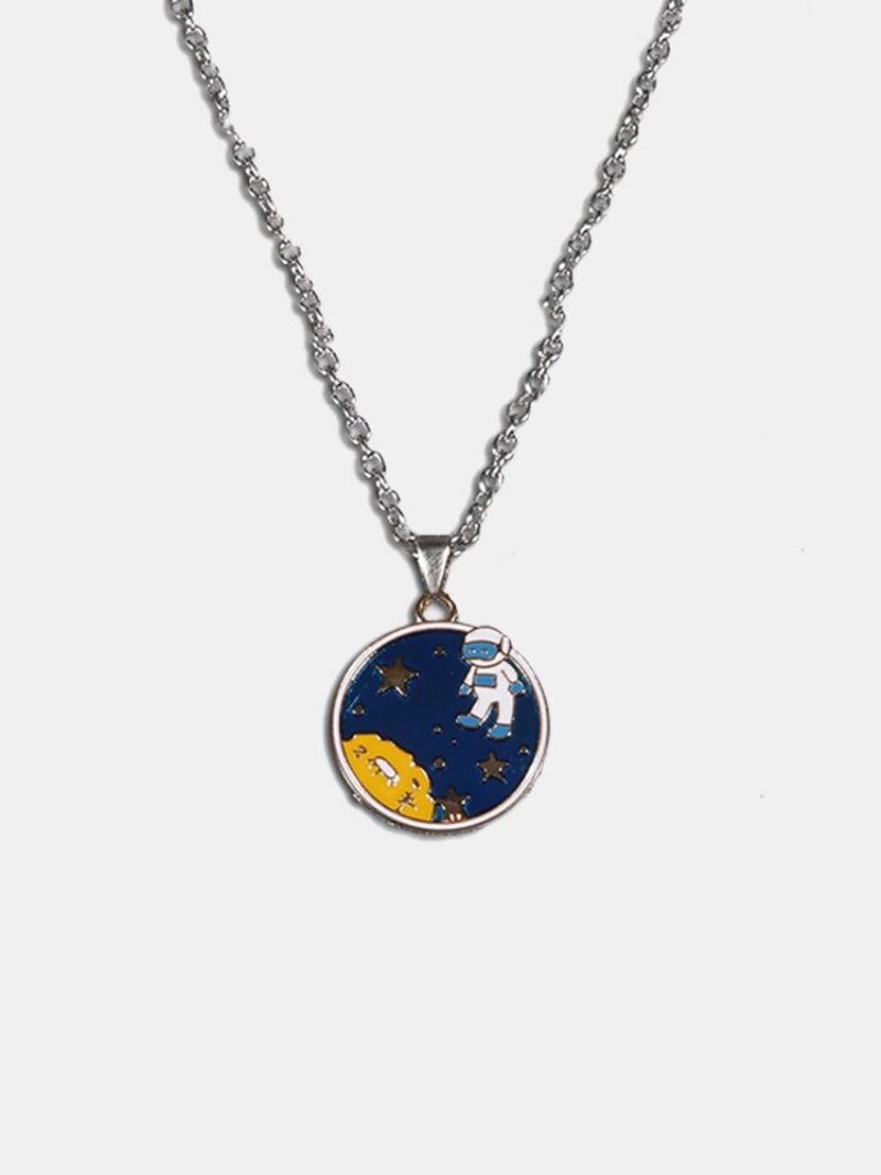 Personlighet Titanium Stål Menn Halskjede Søt Astronaut Space Rocket Pendant Dame Kragebenskjede