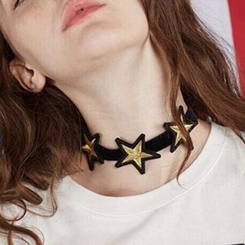 Punk Choker Halskjede Star Flanell Collar