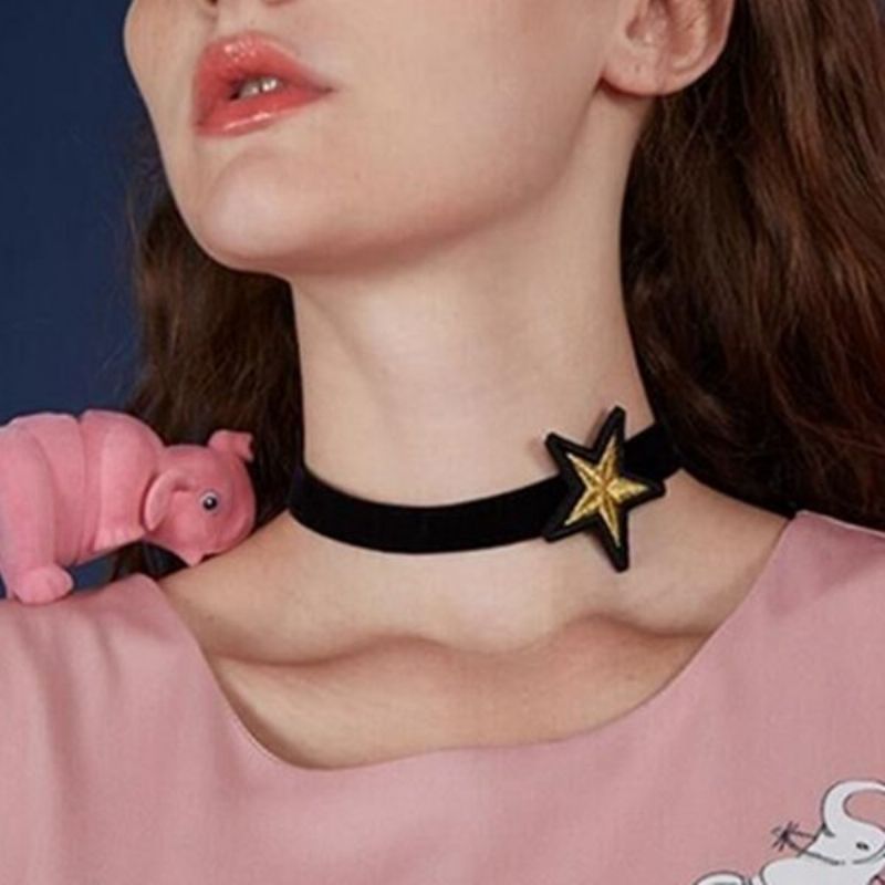 Punk Choker Halskjede Star Flanell Collar